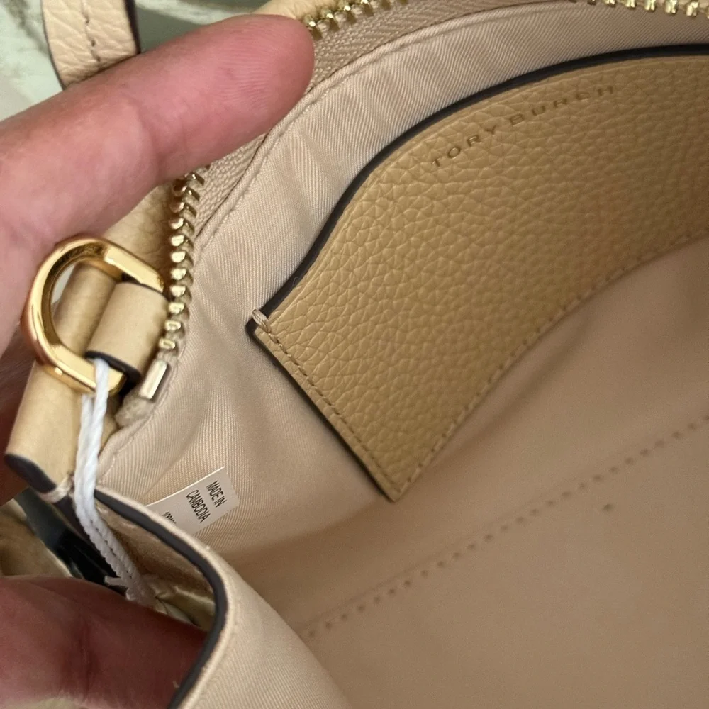Tory Burch Blake Mini Tote Bag Crossbody Bag Soft Serve Gold Tan Cream